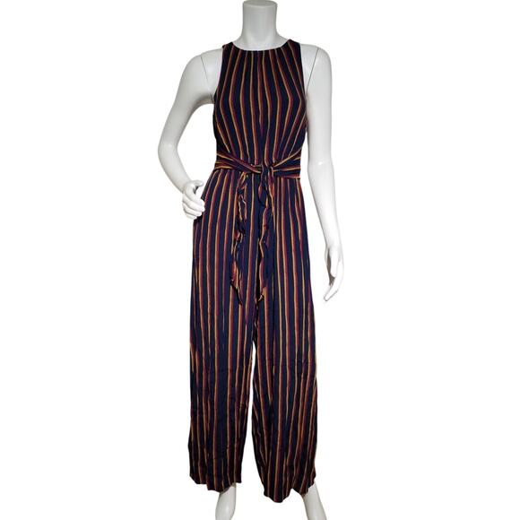 Plenty By Tracy Reese Jumpsuit Belted Women Striped  Blue Red Orange Size Small - Picture 1 of 6